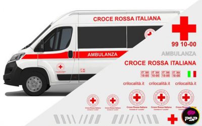 Kit adesivi livrea completa CROCE ROSSA ITALIANA per AMBULANZA Fiat Ducato, Peugeot Boxer, Citroen Jumper