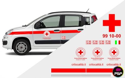 Kit adesivi livrea completa CROCE ROSSA ITALIANA per automedica FIAT PANDA