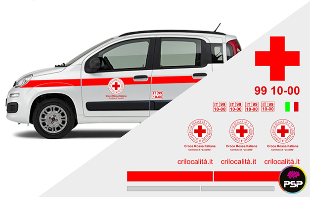 Kit adesivi livrea completa CROCE ROSSA ITALIANA per automedica FIAT PANDA