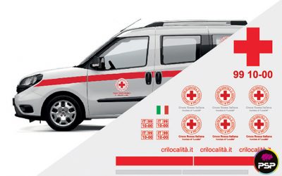 Kit adesivi livrea completa CROCE ROSSA ITALIANA automedica FIAT DOBLÒ L1