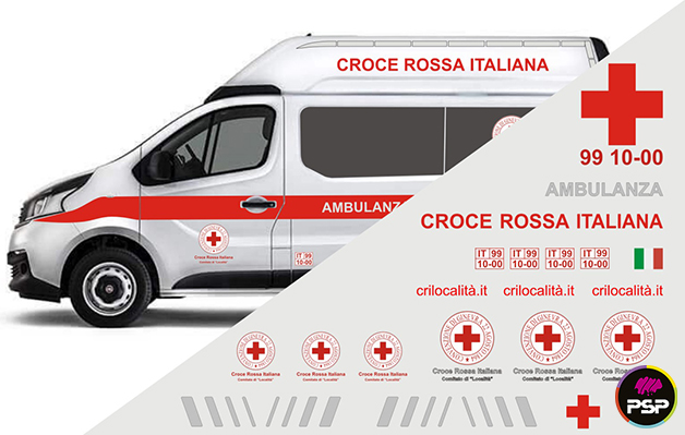 Kit adesivi livrea completa CROCE ROSSA ITALIANA per AMBULANZA Fiat Talento